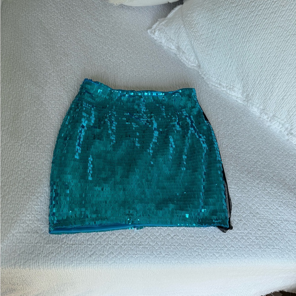 ASOS Teal Sequin Mini Skirt